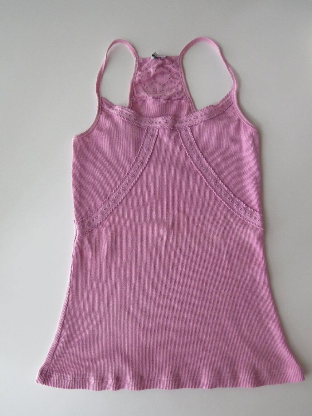 Vintage Italian Intimisismi Barbie Pink Ribbed Racerback Camisole with Eyelet La